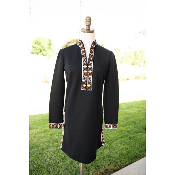 Vintage Mid Century Mod Retro Black Dress - Picture 5 of 8